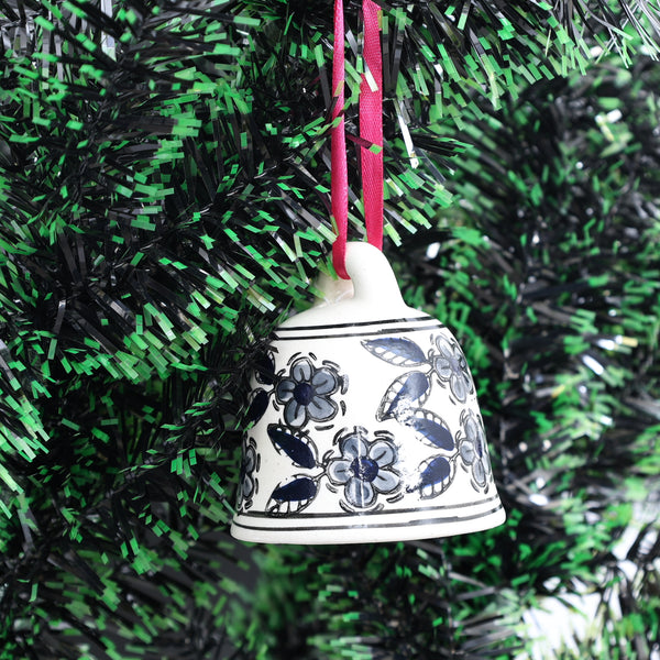 Blossom Ceramic Christmas Bell – Grey