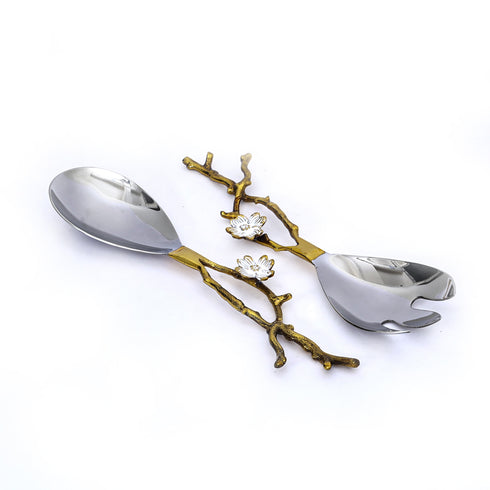 Blossom vines embellished Serving spoon set (Set of 2)