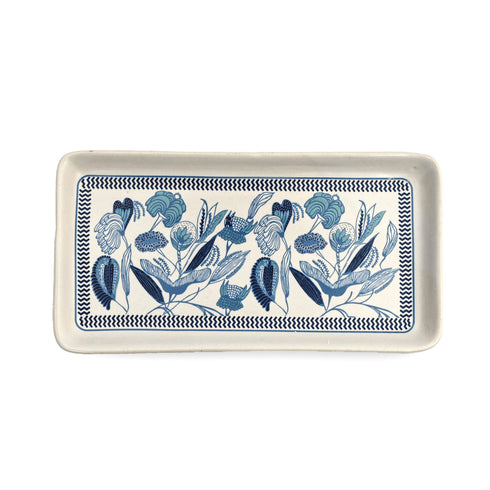 Blue Ceramic Cup set with a tray