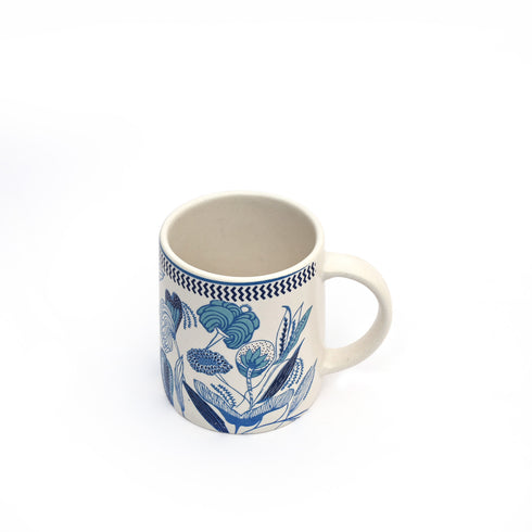 Blue Ceramic Cup set with a tray