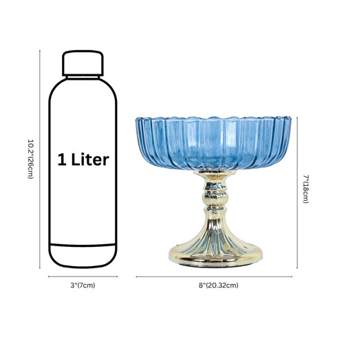 Blue Decorative Glass Fruit Bowl – Elegant Centerpiece for Dining and Home Decor