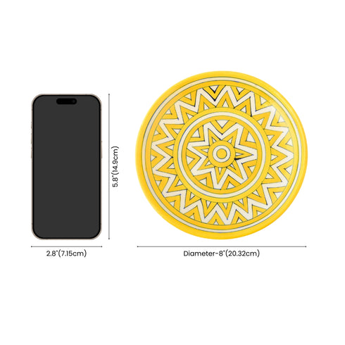 Blue Pottery Star Pattern Decorative Plate—Yellow—8”s