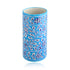 Blue Pottery Decorative Cylindrical Vase—Cyan