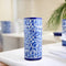 Blue Pottery Decorative Cylindrical Vase—White and Blue