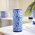 Blue Pottery Decorative Cylindrical Vase—White and Blue