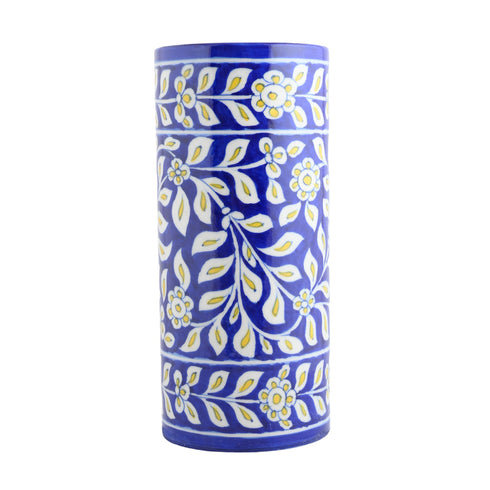 Blue Pottery Decorative Cylindrical Vases