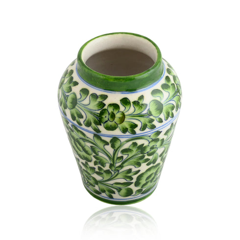 Blue Pottery Decorative Handi Vase—Green