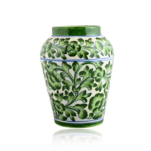 Blue Pottery Decorative Handi Vase—Green