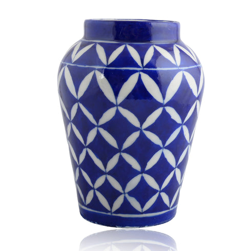 Blue Pottery Decorative Handi Vase—Royal Blue