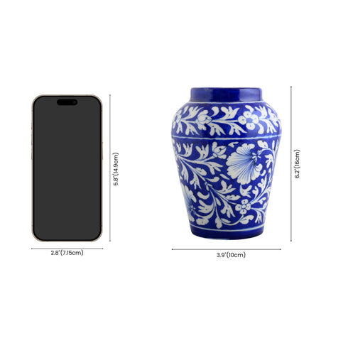 Blue Pottery Decorative Handi Vase—Royal Blue