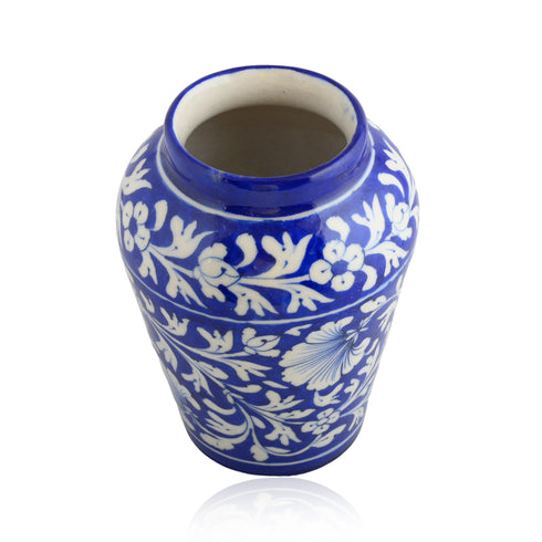 Blue Pottery Decorative Handi Vase—Royal Blue