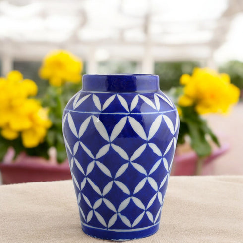 Blue Pottery Decorative Handi Vase—Royal Blue