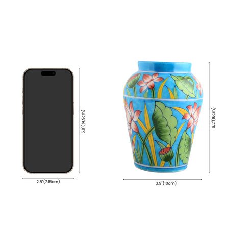 Blue Pottery Decorative Handi Vase—Turquoise