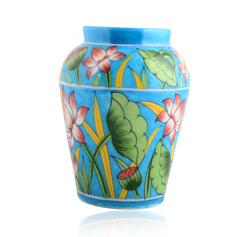 Blue Pottery Decorative Handi Vase—Turquoise