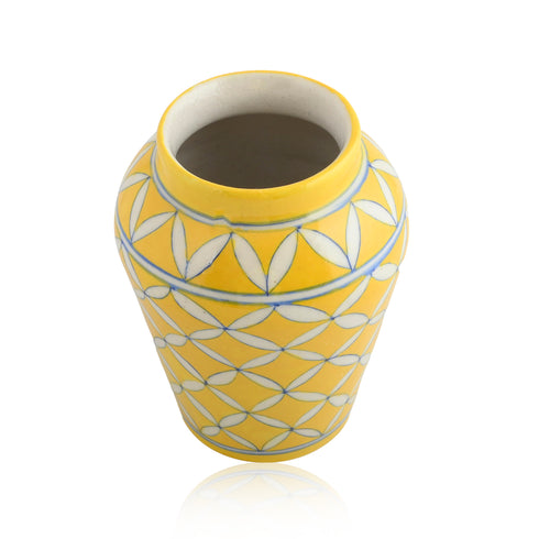 Blue Pottery Decorative Handi Vase—Yellow