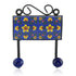 Blue Pottery Decorative Key Holder—Blue—2 Hooks