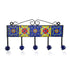 Blue Pottery Decorative Key Holder—Blue & Yellow—5 Hooks