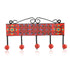 Blue Pottery Decorative Key Holder—Red—5 Hooks