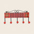 Blue Pottery Decorative Key Holder—Red—5 Hooks