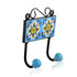 Blue Pottery Decorative Key Holder—Turquoise—2 Hooks