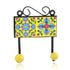 Blue Pottery Decorative Key Holder—Yellow—2 Hooks