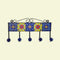 Blue Pottery Decorative Key Holder—Blue & Yellow—5 Hooks