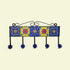 Blue Pottery Decorative Key Holder—Blue & Yellow—5 Hooks