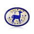 Blue Pottery Decorative Rice Plate—Reindeer Pattern—White and Blue