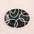 Blue Pottery Decorative Rice Plate—Geometric Pattern—Black & White