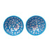Blue Pottery Floral Bowls—Set of 2—Cyan Blue