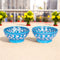 Blue Pottery Floral Bowls—Set of 2—Cyan Blue