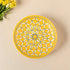 Blue Pottery Floral & Lattice Pattern Decorative Plate—Yellow—8”
