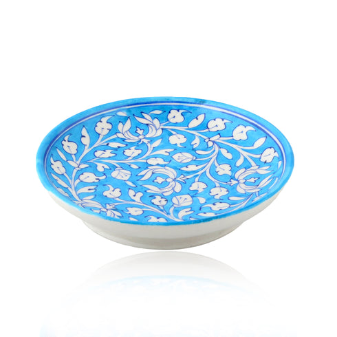 Blue Pottery Floral Pattern Decorative Plate
