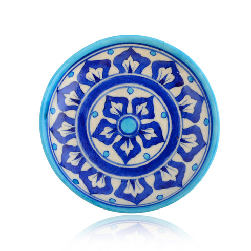 Blue Pottery Floral Pattern Decorative Plate—Blue—6”