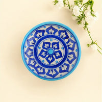 Blue Pottery Floral Pattern Decorative Plate—Blue—6”