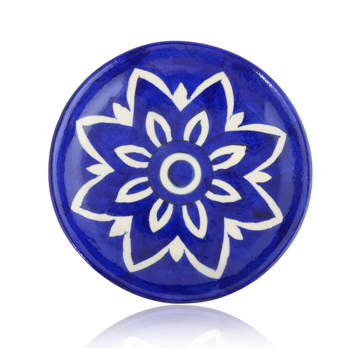 Blue Pottery Floral Pattern Decorative Plate—Cobalt Blue—6”