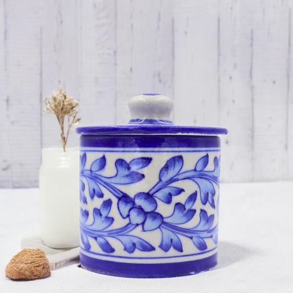 Blue Pottery Jar with Lid