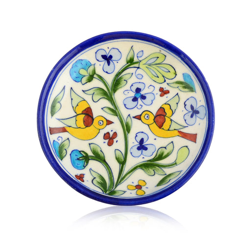 Blue Pottery Nature Inspired Pattern Decorative Plate—Multicoloured—6”