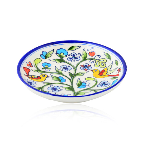 Blue Pottery Nature Inspired Pattern Decorative Plate—Multicoloured—8”