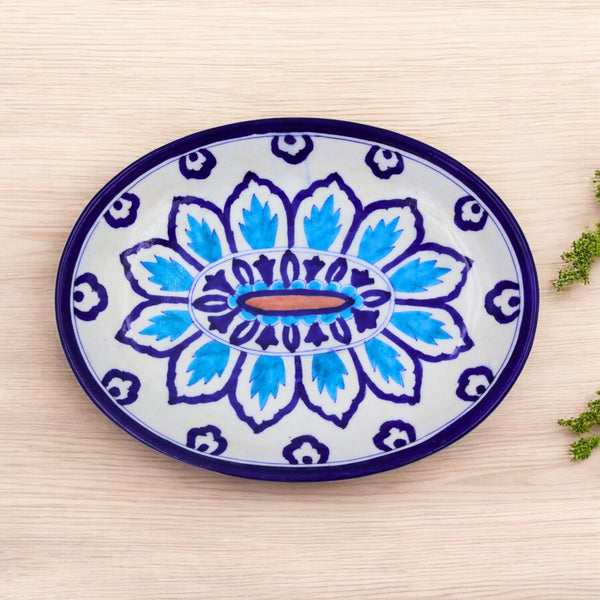 Blue Pottery Oval Plate