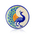 Blue Pottery Peacock Pattern Decorative Plate—White and Blue—6”