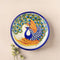 Blue Pottery Peacock Pattern Decorative Plate—White and Blue—8”