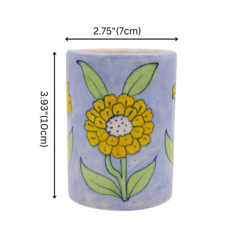 Blue Pottery Pen Holder - Light Blue