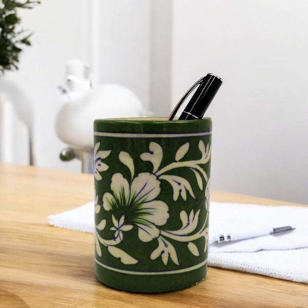 Blue Pottery Pen Holder