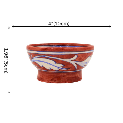 Blue Pottery Round Bowl - Maroon