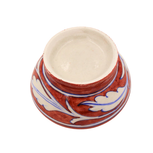 Blue Pottery Round Bowl - Maroon