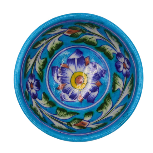 Blue Pottery Round Bowl - Turquoise Blue