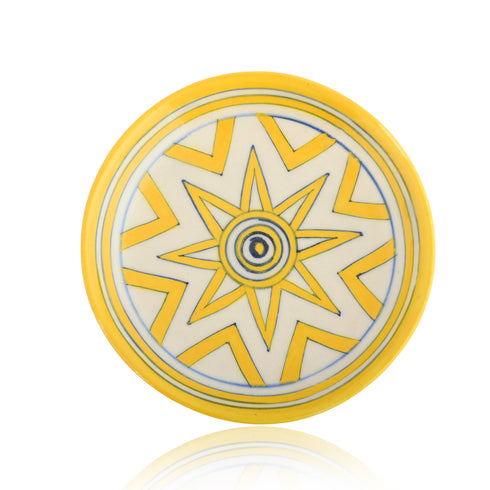 Blue Pottery Star Pattern Decorative Plate—Yellow—6”