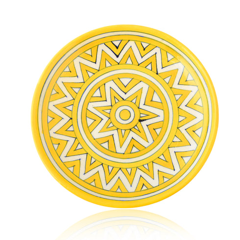 Blue Pottery Star Pattern Decorative Plate—Yellow—8”