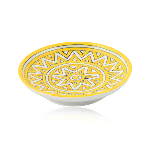 Blue Pottery Star Pattern Decorative Plate—Yellow—8”